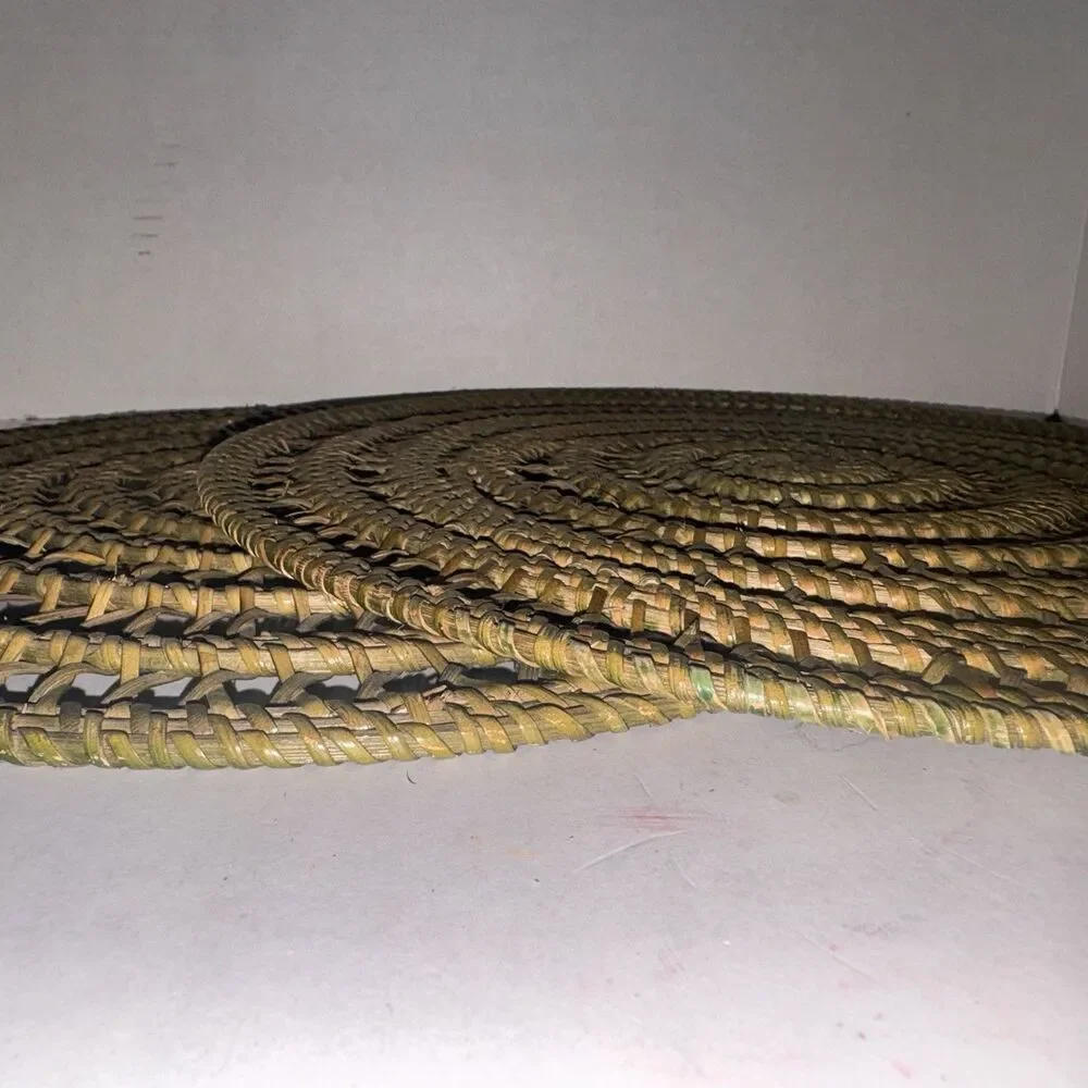 Vintage Woven Rattan Wicker Round Placemats Charger Mats Set of 2 Boho 15”